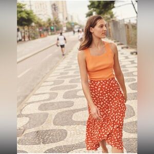 Ruffle-Wrap Midi Skirt in Happy Hibiscus